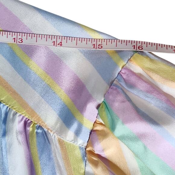 VINTAGE 1980s striped pastel rainbow blouse by Intuitions - Picture 7 of 9